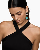 DY Elements® Statement Drop Earrings in 18K Yellow Gold with Turquoise, Mother of Pearl and Peridot, 70mm